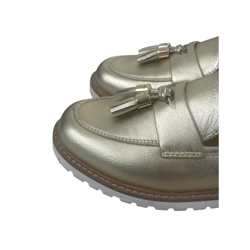 Talbots Tassel Loafer Women's Size 6 M Gold Metallic Leather Slip On Comfort - Picture 7 of 14
